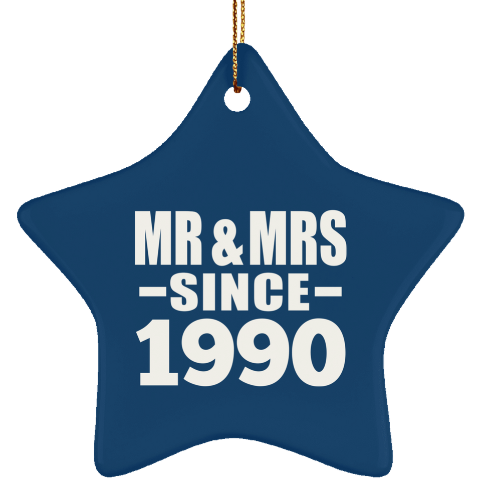 34th Anniversary Mr & Mrs Since 1990 - Star Ornament