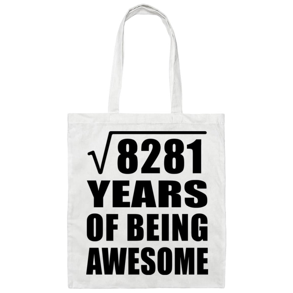 91st Birthday Square Root of 8281 Years of Being Awesome - Tote Bag White