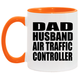 Dad Husband Air Traffic Controller - 11oz Accent Mug Orange