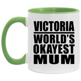 Victoria World's Okayest Mum - 11oz Accent Mug Green