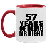 57th Anniversary 57 Years Of Being Mr Right - 11oz Accent Mug Red