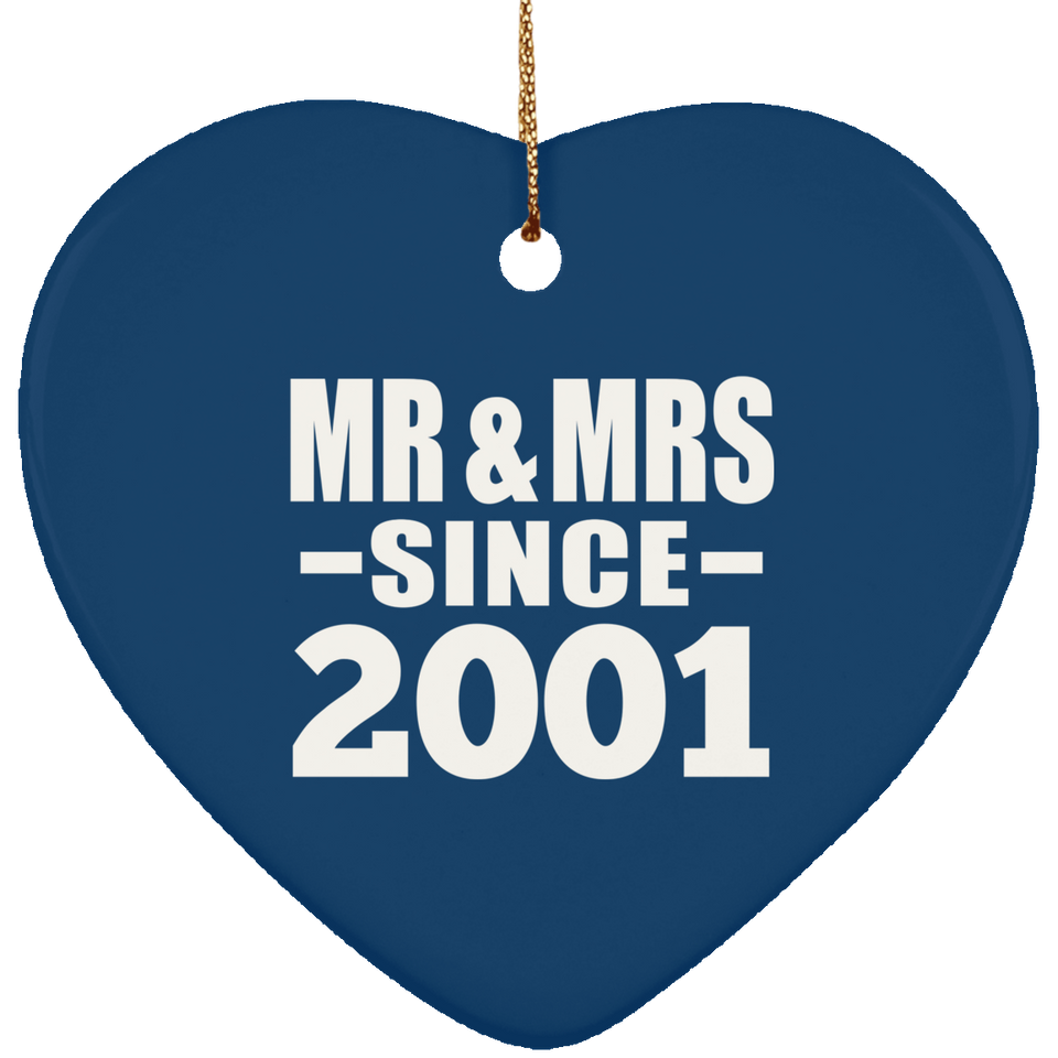 23rd Anniversary Mr & Mrs Since 2001 - Heart Ornament