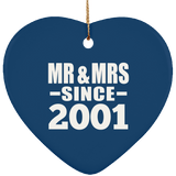 23rd Anniversary Mr & Mrs Since 2001 - Heart Ornament