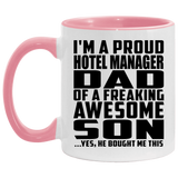Proud Hotel Manager Dad Of Awesome Son - 11oz Accent Mug Pink