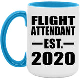 Flight Attendant Established EST. 2020 - 15oz Accent Mug Blue
