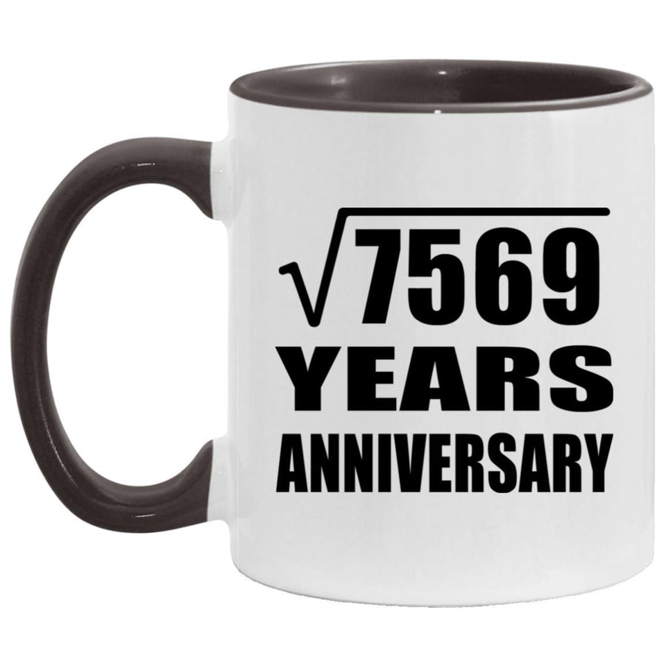 87th Anniversary Square Root of 7569 Years Anniversary - 11oz Accent Mug Black