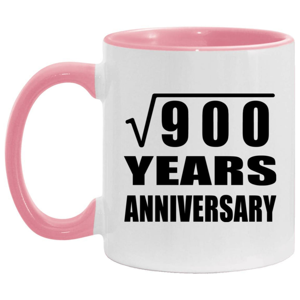 30th Anniversary Square Root of 900 Years Anniversary - 11oz Accent Mug Pink