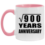30th Anniversary Square Root of 900 Years Anniversary - 11oz Accent Mug Pink
