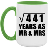 21st Anniversary Square Root of 441 Years As Mr & Mrs - 15oz Accent Mug Green