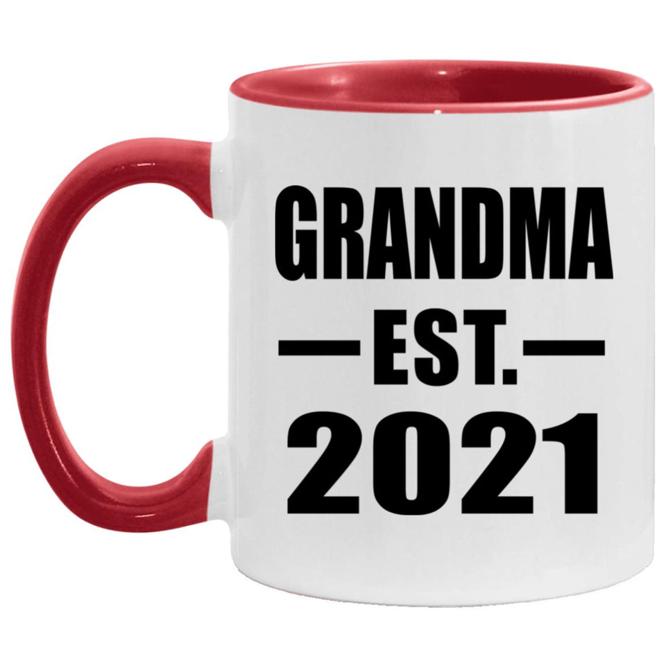 Grandma Established EST. 2021 - 11oz Accent Mug Red