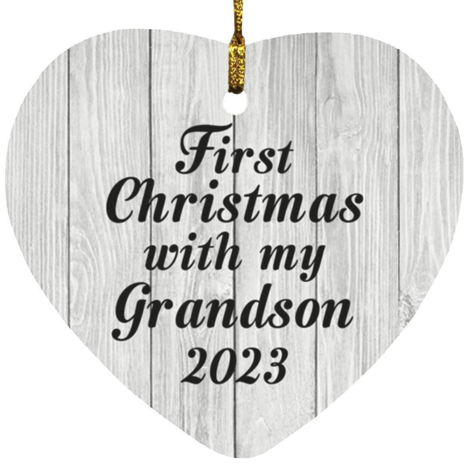 First Christmas With My Grandson 2023 - Heart Ornament F