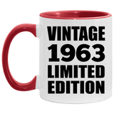 61st Birthday Vintage 1963 Limited Edition - 11oz Accent Mug Red