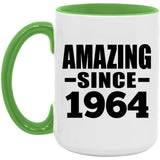 60th Birthday Amazing Since 1964 - 15oz Accent Mug Green