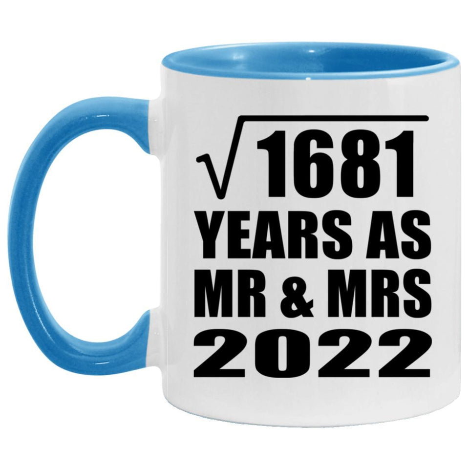 41st Anniversary Square Root of 1681 Years As Mr & Mrs 2022 - 11oz Accent Mug Blue