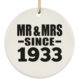 91st Anniversary Mr & Mrs Since 1933 - Circle Ornament