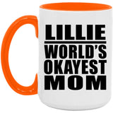 Lillie World's Okayest Mom - 15oz Accent Mug Orange