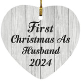 First Christmas As Husband 2024 - Heart Ornament F
