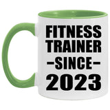 Fitness Trainer Since 2023 - 11oz Accent Mug Green