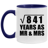 29th Anniversary Square Root of 841 Years As Mr & Mrs - 11oz Accent Mug Purple