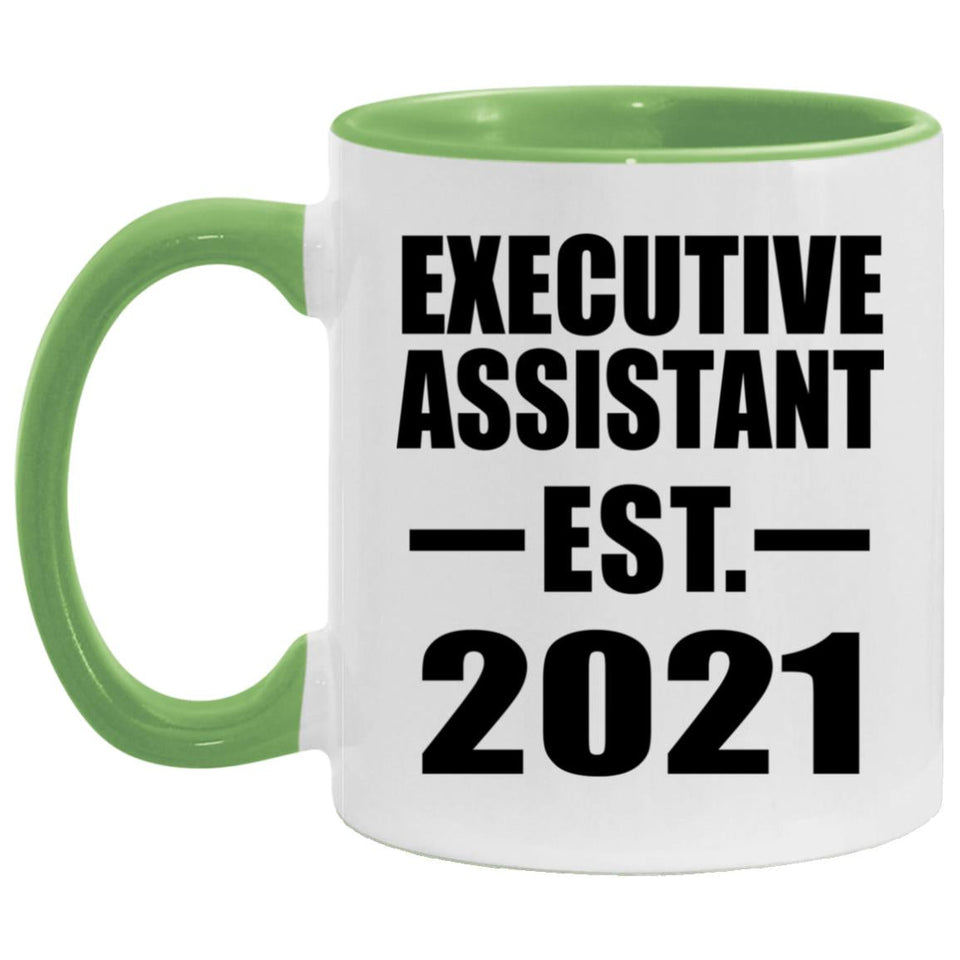 Executive Assistant Established EST. 2021 - 11oz Accent Mug Green