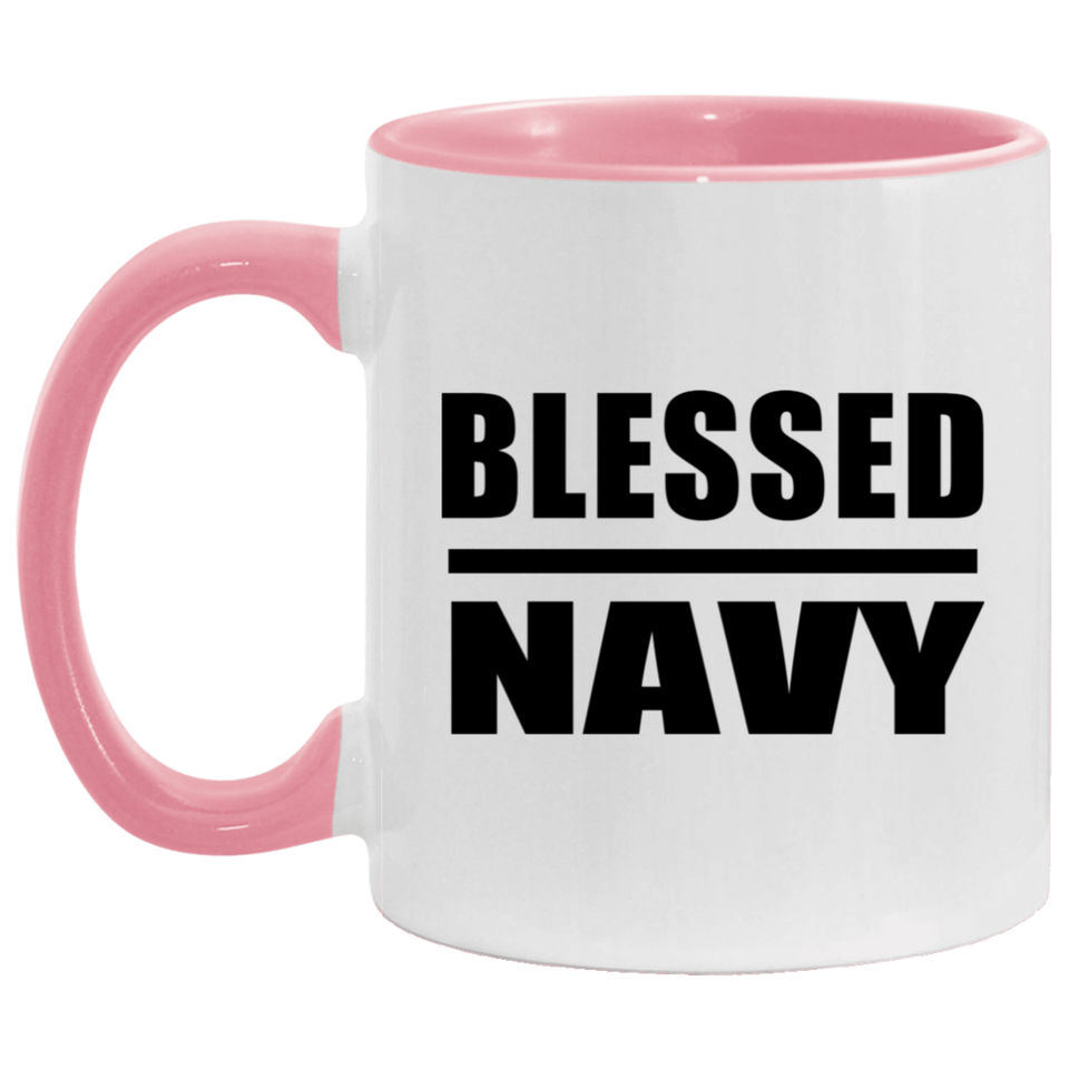 Blessed Navy - 11oz Accent Mug Pink
