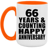 Happy 66th Anniversary 66 Years & Counting - 15oz Accent Mug Orange