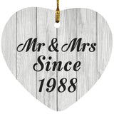 36th Anniversary Mr & Mrs Since 1988 - Heart Ornament F