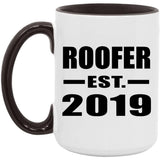 Roofer Established EST. 2019 - 15oz Accent Mug Black