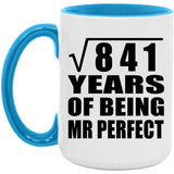 29th Anniversary Square Root of 841 Years of Mr Perfect - 15oz Accent Mug Blue