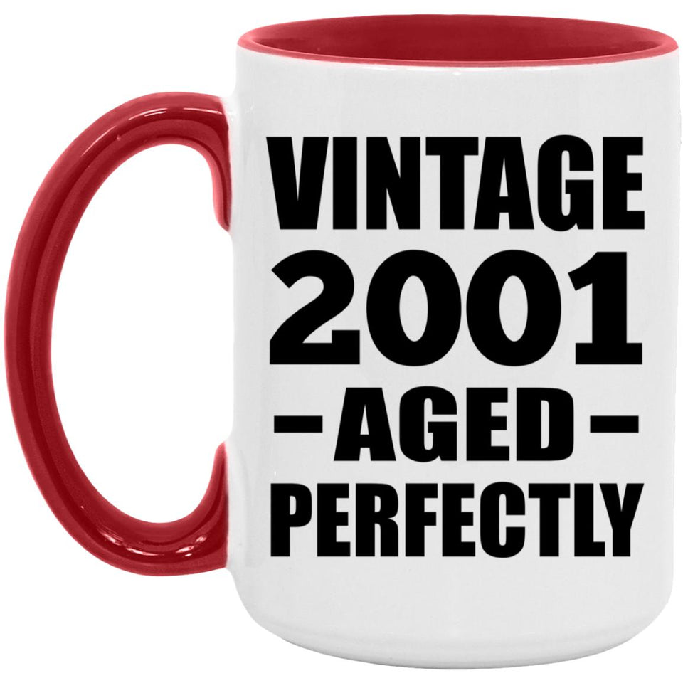 23rd Birthday Vintage 2001 Aged Perfectly - 15oz Accent Mug Red