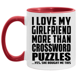 I Love My Girlfriend More Than Crossword Puzzles - 11oz Accent Mug Red
