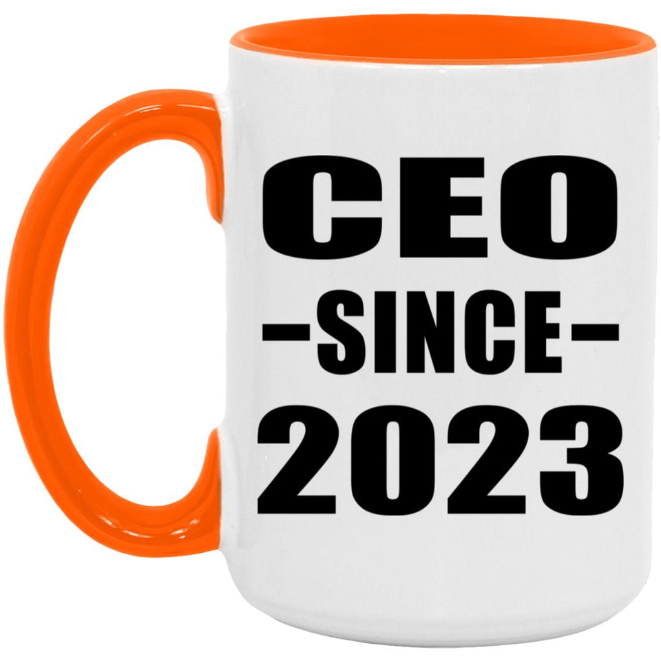 CEO Since 2023 - 15oz Accent Mug Orange