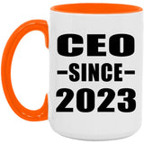 CEO Since 2023 - 15oz Accent Mug Orange