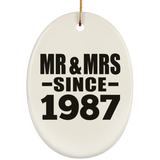 37th Anniversary Mr & Mrs Since 1987 - Oval Ornament