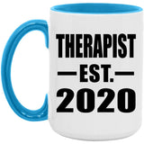 Therapist Established EST. 2020 - 15oz Accent Mug Blue
