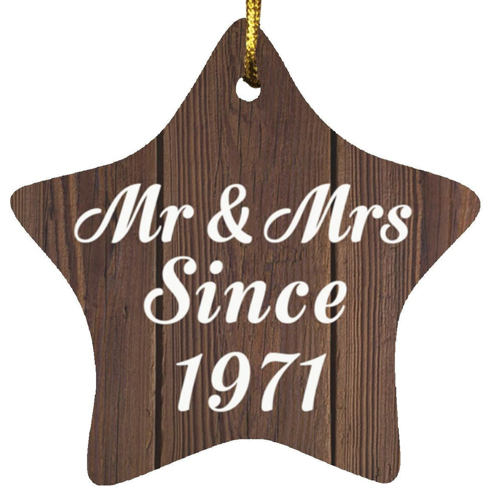 53rd Anniversary Mr & Mrs Since 1971 - Star Ornament D