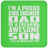 Proud Civil Engineer Dad Of Awesome Son - Drink Coaster