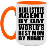 Real Estate Agent By Day World's Best Mom By Night - 15oz Accent Mug Orange