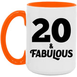 20th Birthday 20 & Fabulous - 15oz Accent Mug Orange