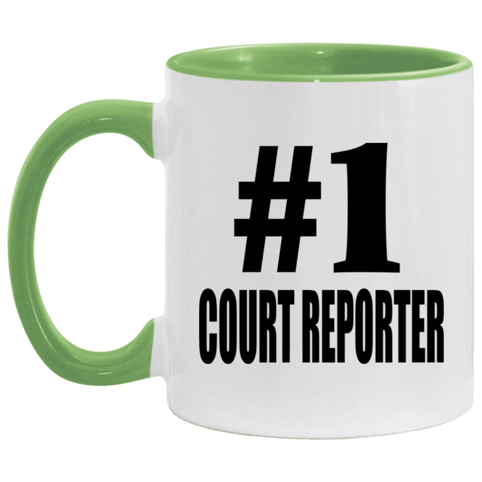 Number One #1 Court Reporter - 11oz Accent Mug Green