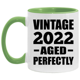 2nd Birthday Vintage 2022 Aged Perfectly - 11oz Accent Mug Green