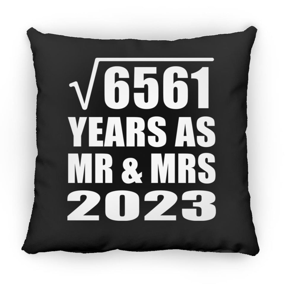 81st Anniversary Square Root of 6561 Years As Mr & Mrs 2023 - Throw Pillow Black