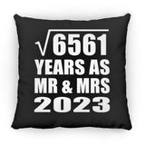 81st Anniversary Square Root of 6561 Years As Mr & Mrs 2023 - Throw Pillow Black