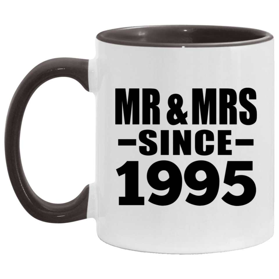 29th Anniversary Mr & Mrs Since 1995 - 11oz Accent Mug Black