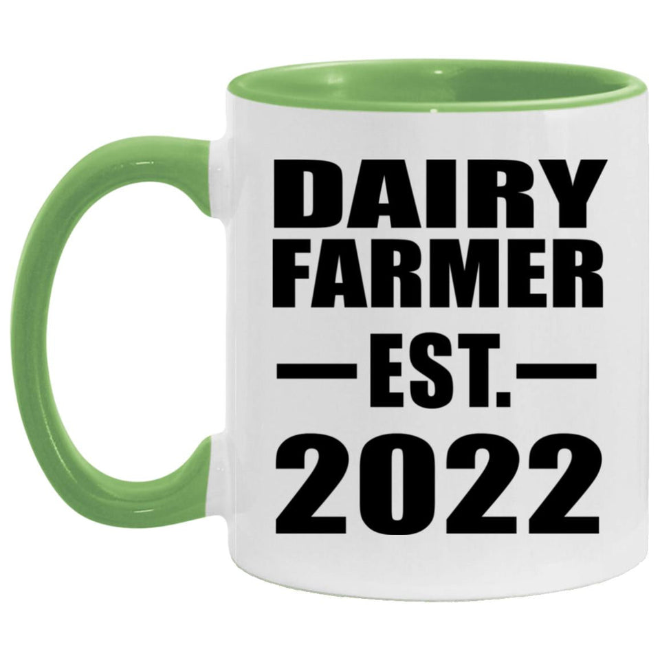 Dairy Farmer Established EST. 2022 - 11oz Accent Mug Green