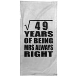 7th Anniversary Square Root of 49 Years Mrs Always Right - Hand Towel