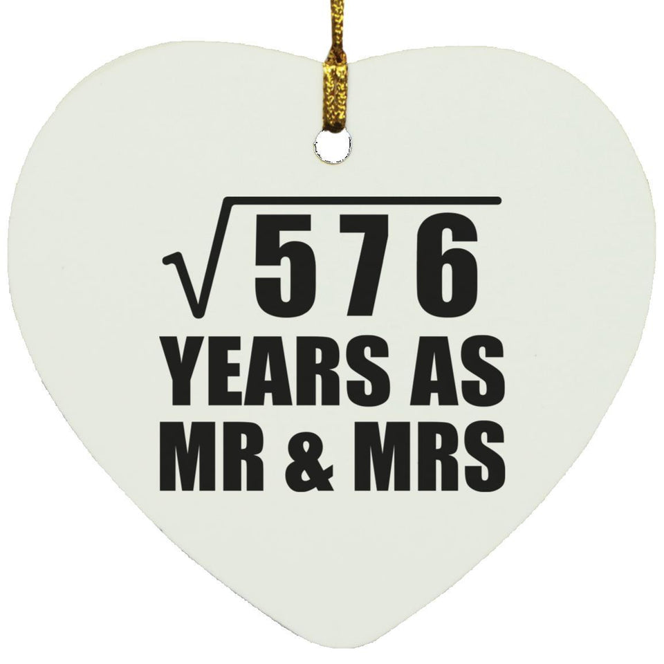 24th Anniversary Square Root of 576 Years As Mr & Mrs - Heart Ornament
