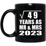 7th Anniversary Square Root of 49 Years As Mr & Mrs 2023 - 11oz Coffee Mug Black