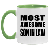 Most Awesome Son In Law - 11oz Accent Mug Green