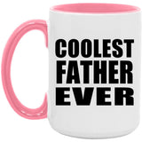 Coolest Father Ever - 15oz Accent Mug Pink